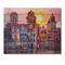 Designart - Street Scene In Old Town With Colorful Buildings - Mid-Century Modern Print on Natural Pine Wood